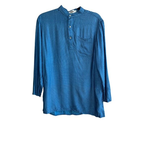Fabindia Men's Blue Kurta Tunic Button Silk Blend Indian Shirt Size 36 - Picture 1 of 8